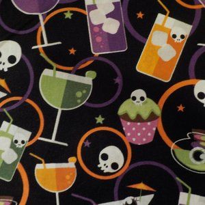 Cotton Halloween Cupcake and Drink Print Fabric by the yard